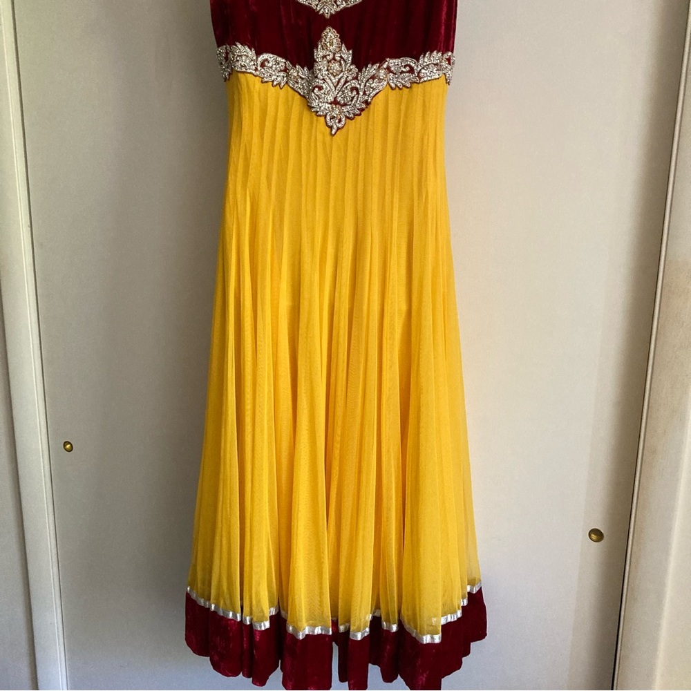 Unbranded Red & Yellow Beaded & Sequined Gown Dress Costume, Sz XL/14 - Picture 10 of 16